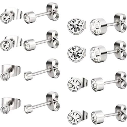 8 Pairs Hypoallergenic Round Beads Stud Earrings Set Round Cut Ball for Women and Girls Vintage Simple Chic Jewelry Accessory