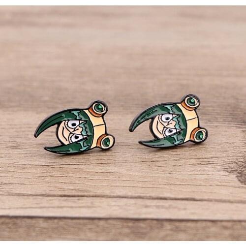 BG1145 Anime Girl Cute Frog Earring for women Stainless Steel Earring Enamel Art Stud Earrings Gifts Girls