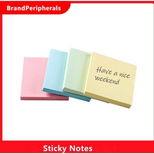 100 Sheets Color Square Sticky Notes Self-Stick Notepad Memo Pads Sticker Paper for Office School Home Stationery Supplier