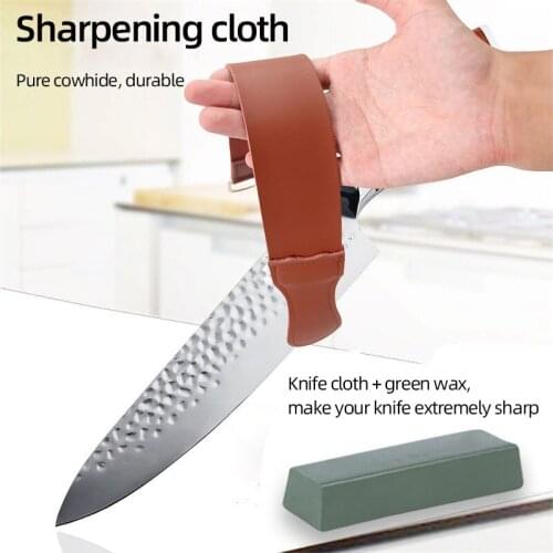 Large Leather Knife Board Polishing Sharpener Stone Sharpening Slate Honing Strop Compound Grinding Paste Strip Kitchen Tools