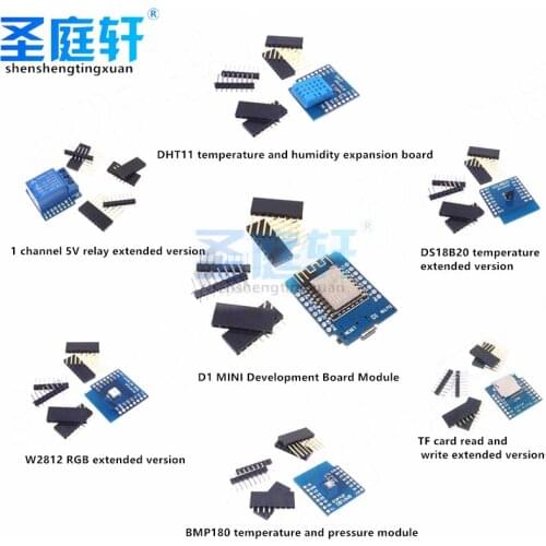 D1 MINI Kit 7 in 1 Master Control + DHT11 + DS18B20 + RGB + Relay + BMP180 + TF Card Read