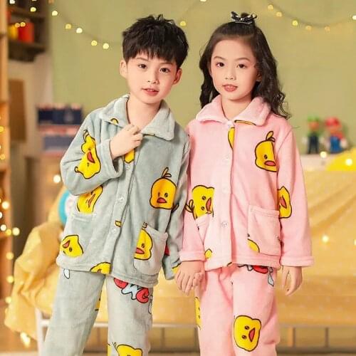 Childrens Flannel Pajamas Sets For Girls Boys Winter Baby Kids Sleepwear Clothes Toddler Infant Animal Cartoon Pyjamas Costumes