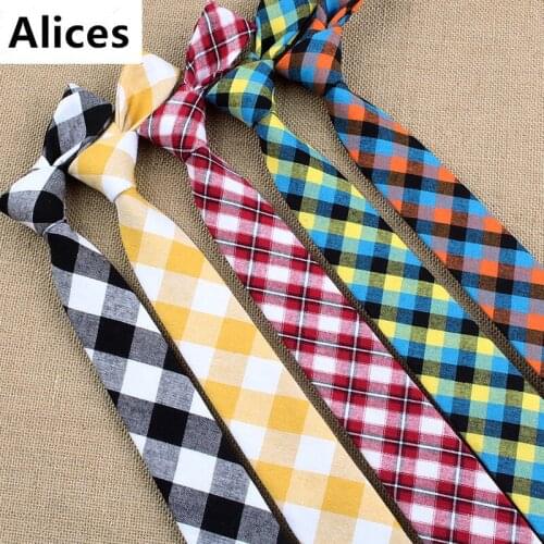 Boy Cotton Korean Plaid Ties 6cm Mens Casual Japanese College Wind Harajuku Style JK Uniform Tie Female Factory Wholesale