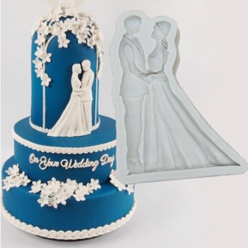 The Bride And Groom Molds Fondant Cake Decorating Silicone Molds Sugarcrafts Chocolate Baking Tools for Cakes Gumpaste Form