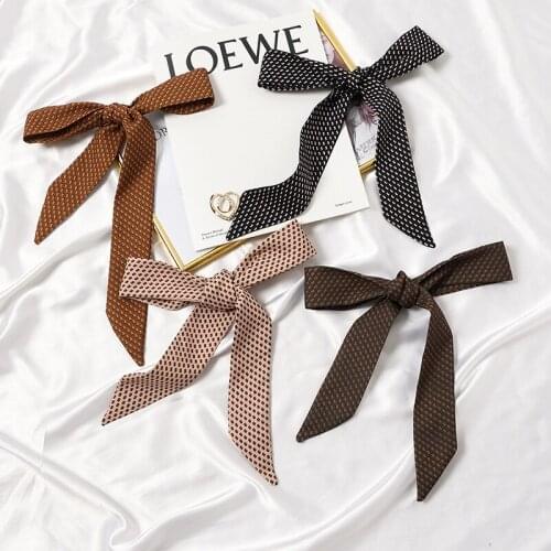 Retro French Bow Tie Geometric 3d Print Scarf Bag Handle Decorate Strap Ribbons Four Seasons 6x130cm Long Scarves Neckchief Tie