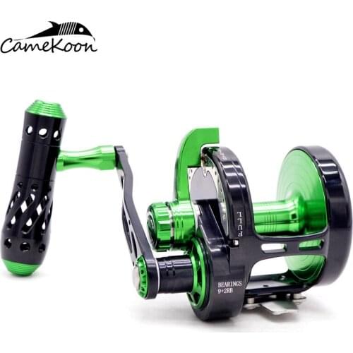 CAMEKOON Trolling Drum Fishing Reel High Speed 5.3:1 Slow Jigging Reel 9+2BBs Saltwater Fishing Max Drag 40kg Deep Sea Reel