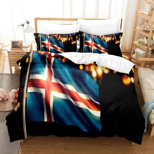 Iceland Flag Bedding Set Single Twin Full Queen King Size Europe America Developed Country Bed Set Kids Bedroom Duvetcover Sets