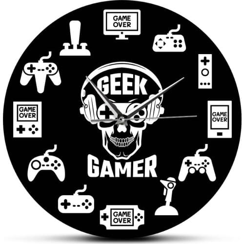 Console Controllers Gaming Room Wall Art Gaming Time Video Game Hanging Wall Watch Decorative Wall Clock Geek Gamer Gift idea