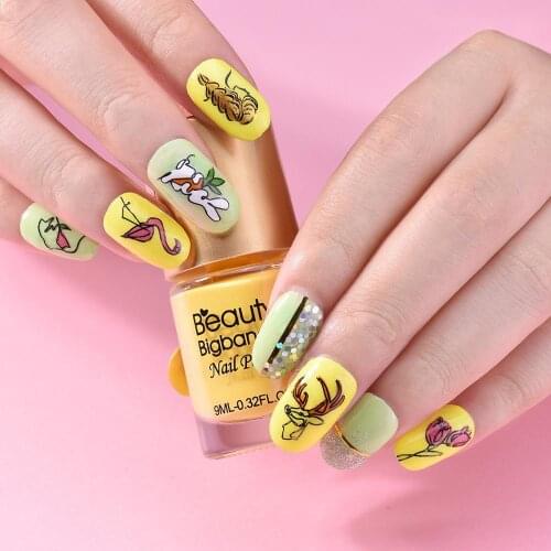 BeautyBigBang 9ml Nail Stamping Polish Colorful Printing Varnish Lacquer White Red Color for Nail Art Stamping Plate Nail Polish