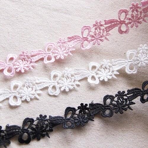 Polyester Embroiderey Lace Butterfly White And Black Double Scalloped Lace Sewing Garment Accessories 2.5cm
