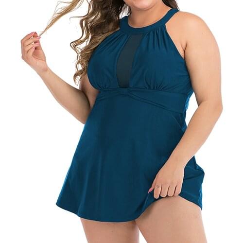 Swimwear Tankini Large Plus size Women Swimdress Swimsuit Dress Female Swim Wear Ba Lady Bathing Suit Summer Separate 2 piece 1
