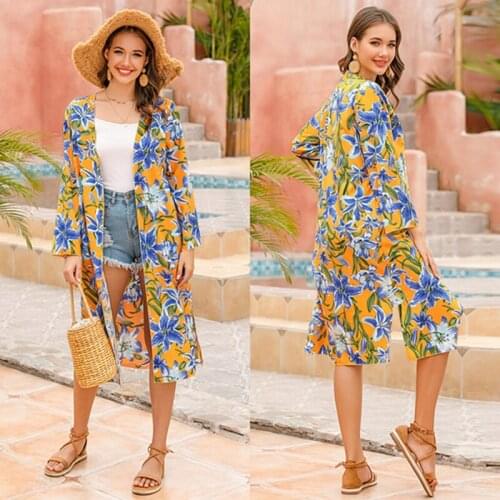 Hot kf-Loose Holiday Sun-Proof Clothing Seaside Long Beach Coat Swimsuit Outdoor Bikini Wrapped Skirt