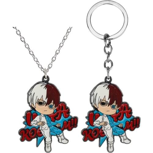 My Hero Academy Key Chain Metal Todoroki Shoto Pendant Keychain Keyring Necklace Cartoon Anime Accessories Jewelry Xmas Gift
