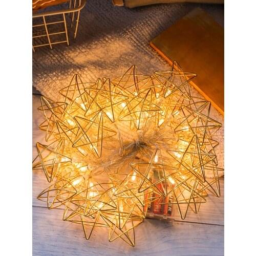 Metal Star String Light LED Fairy Lights Battery Powered Decorative Christmas Garland Indoor Outdoor Decoration