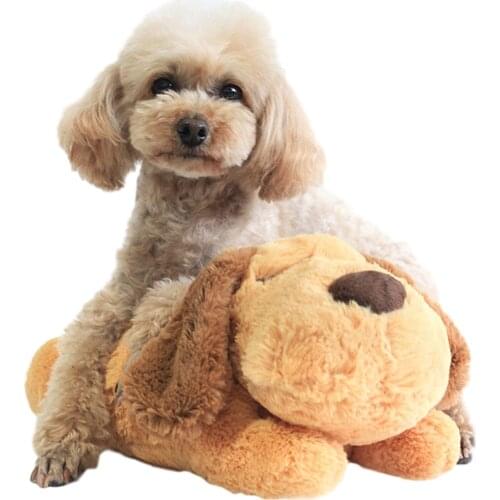 Cute Pet Heartbeat Toy Puppy Behavioral Training Toy Plush Pet Snuggle Anxiety Relief Sleep Aid Doll Dog Chew Toys For Chewers