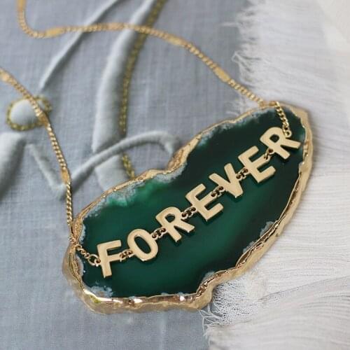 MODAGIRL FOREVER Necklace Women Stainless Steel Letter Choker Collar Gold Jewelry Valentines Day Gift