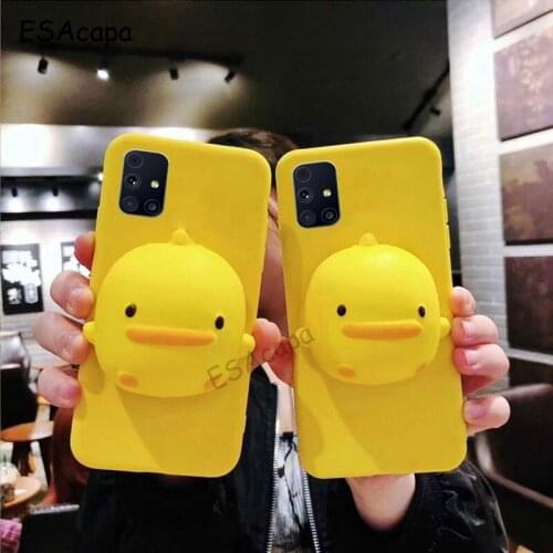Squishy Yellow Duck Relax Pressure Soft Silicone Phone Case For Samsung M31S A71 A51 A41 A31 M31 Prime A20S Solid Color Cover