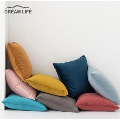 Pink Throw Pillow Cover Home Decor Solid Velvet Cushion Cover45X45cm Soft Gray Red Pillows Case For Sofa Bed Room HomeDecorative