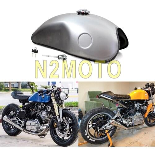 Retro Unpainted Motorcycle Fuel Tank for Cafe Racer Yamaha Suzuki Honda Kawasaki BMW 10 Liter 2.6 Gallon Gas Oil Tank
