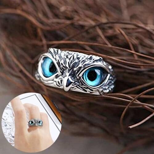 New Creative Demon Eye Owl Ring Vintage Animal Adjustable Open Rings Women Punk Rings Fashion Jewelry Gift