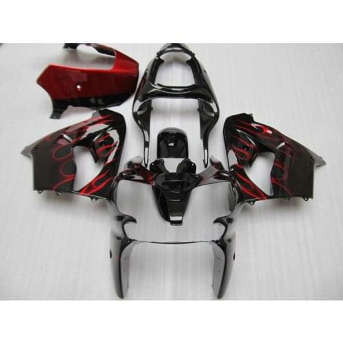 New hot motorcycle fairing kit for Kawasaki ninja ZX9R 2000 2001 red flames black bodywork fairings set ZX 9R 00 01 OT27