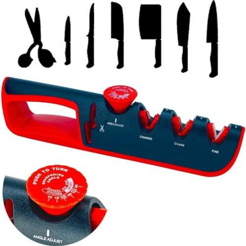 Scissors Knife Sharpener with Angle Adjustment Knob 4 In 1 Blade Knife Sharpening Restore and Polish Blades Sharpening Tool