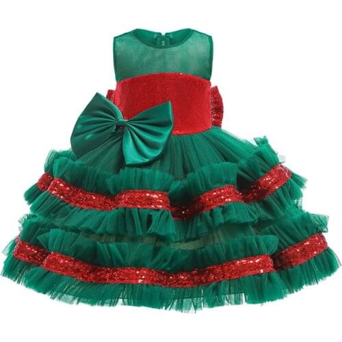 Newborn Kids Dress Cosplay Christmas Costume Girls Party Dress Bow Mesh Princess Dresses For Birthday Present Baby Girl Dresses