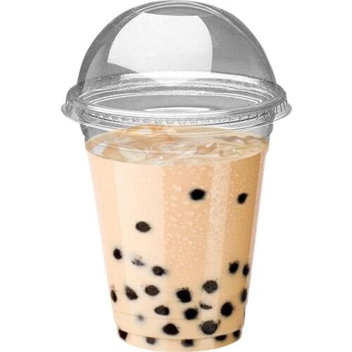 100pcs 450ml Disposable Milkshake Smoothie Cups Plastic Dessert Bowl Container With Lid For Bar Cafe Home Summer Party Tea Cups