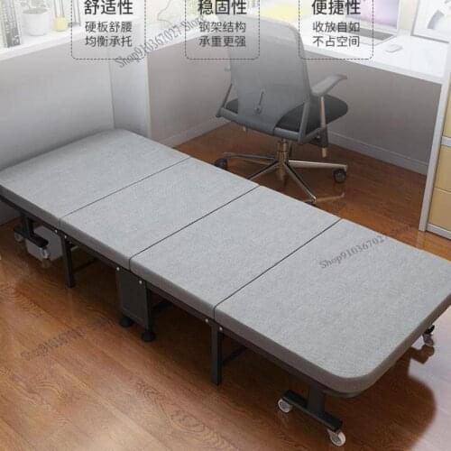 Office Lunch Break Folding Bed Single Person Four Fold Household Simple Hard Board Hospital Nursing Bed Sleeping Nap Artifact Be