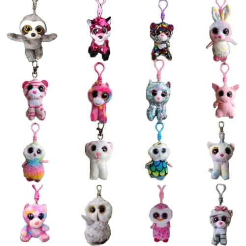 Original TY Plush Toy School Bag Pendant Keychain Cute Soft Dolls Animals Stuffed Girls Toy Plushie Toys for Kids Owl Decoration