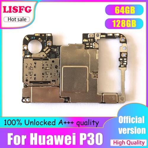 Original Unlocked For HUAWEI P30 Motherboard 64GB 128GB Full Tested Logic Board For HUAWEI P30 Mainboard WIth Back Camera