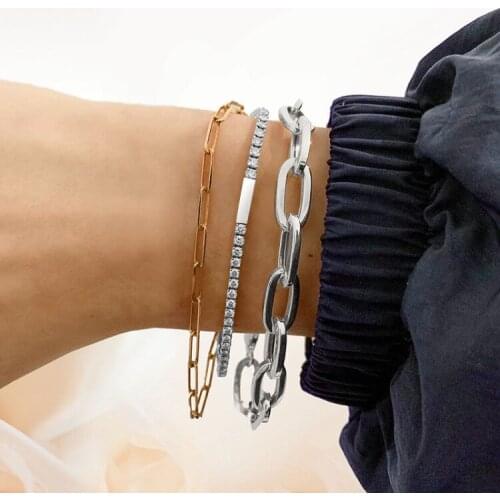 Personalized Bold Paper Clip Chain Bracelet Stainless Steel Customized Linked Bracelet Minimalist Women Stacking Jewelry