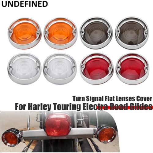 Chrome Deep Dish Turn Signal Bezels Trim Ring Flat Lenses Cover For Harley Touring Electra Glide Road King Road Glide 1986-2021