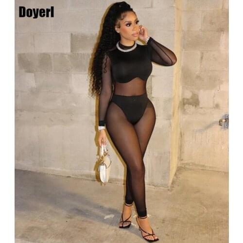 Sheer Mesh Sexy Bodycon Jumpsuit Women Party Club Outfits for Women One Piece Outfit Elegant Rompers Womens Jumpsuit Overalls