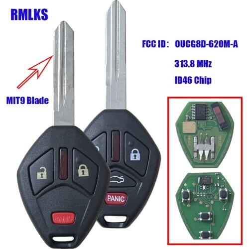 3/4 Button Remote Head Key Transponder Chip ID46 For Mitsubishi OUCG8D-620M-A 313.8Mhz For Mitsubishi Galant Eclipse 2007-2012