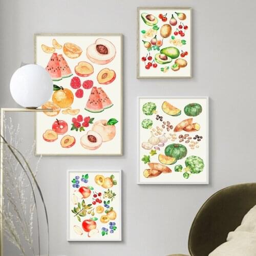 Christmas Canvas Painting Apple Peach Grape Banana Fruit Vegetable Wall Art Nordic Posters And Wall Picture Baby Kids Home Decor