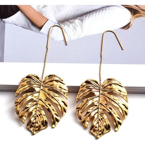 Trendy Simple Pendant Dangle Earrings For Women Leaves Shaped Hanging Drops Earrings Fashion Stylish Jewelry Female