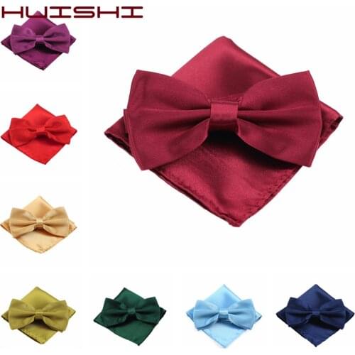 HUISHI Neck Tie Plain Check Butterfly Handkerchief Bowtie Men For Men Pocket Square Vintage Purple Black Yellow Silver Wedding