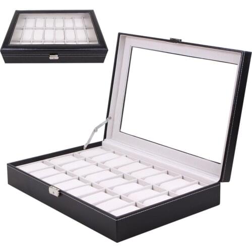 12 Grid/20 Grid/24 Grid Slots PU Leather Watch Box Jewelry Organizer Storage Box Watch Display Storage Case Gift Box