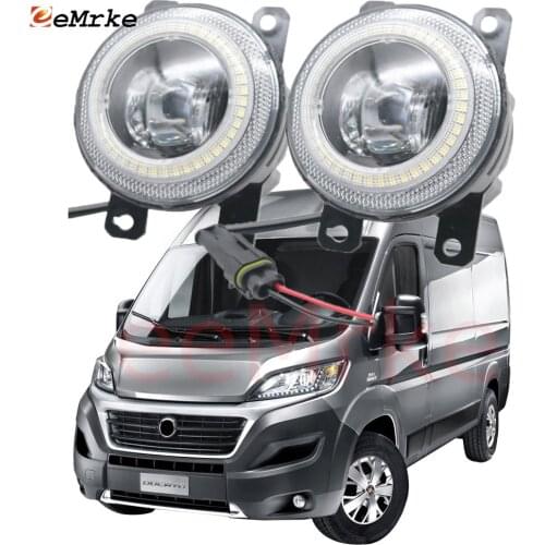 Led Angel Eye DRL for Fiat Ducato 2015 2016 2017 2018 2019 2020 E-Ducato LED Fog Lights Assembly Lens Daytime Running Light 12V