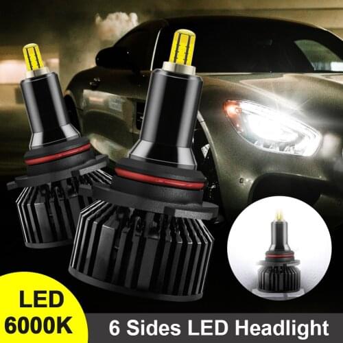 2Pcs H7 18000LM HB3 9005 HB4 H11 9012 HIR2 LED Headlight Bulb 6 Sides 60W 6000K White Canbus 360 degree Auto Lamp Accessories