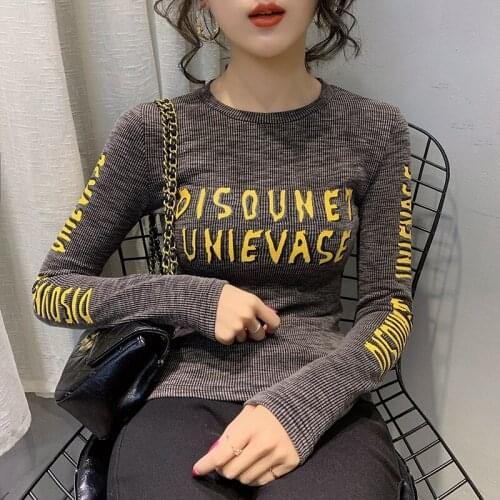 Women Bottoming Black Pullover Sweater Winter New Letter Print Slim Sweater Turtleneck Long Sleeve Basic Knitted Shirt
