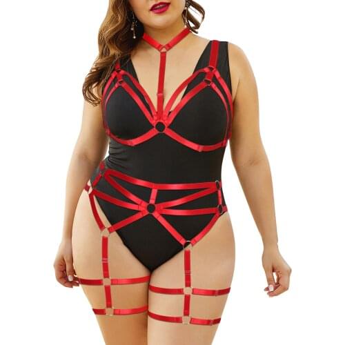 Fat Female Chest Sculpting On Body Harness Cage Bra Plus Size Garter Belt For Stockings Bdsm Outfit Sexy Charm Erotic Lingerie