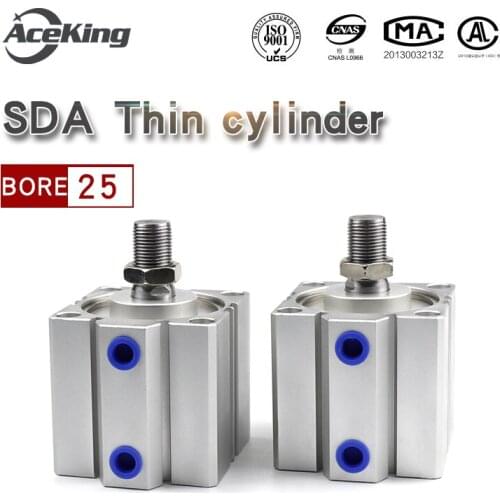 SDA Thin cylinder with external teeth External thread small pneumatic SDAS/SDA25x5x10x15x20x25x30x35x40x45x50x75x100-B