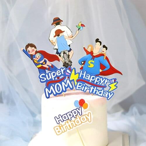 Happy Fathers Day Cake Decoration Mothers Day Cake Toppers Super Mom Super Dad Cupcake Toppers Birthday Cake Dessert Toppers