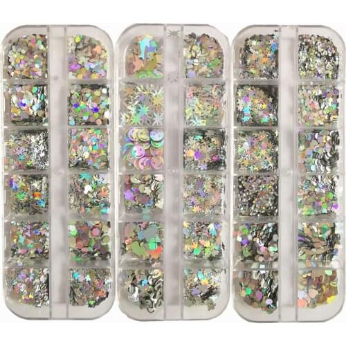 Nail Art Deco Ultra-thin laser sequins Nail Shaped Sequins Nail accessories Glitter sequins Long boxed 12 colors/box