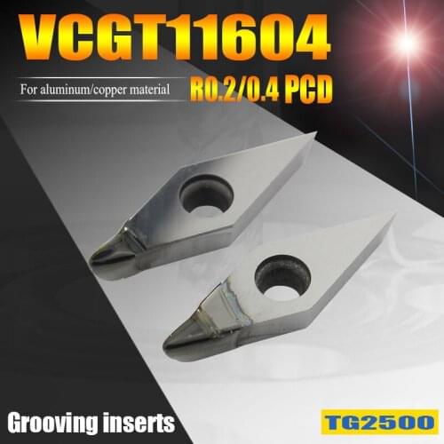 VCGT160402 PCD diamond inserts VCGT160404 lathe tools external turning cutter inserts for Aluminum,copper,Zinc alloy finishing