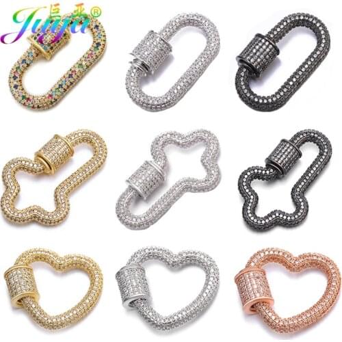 Juya Handmade Screw Clasps Accessories Cz Cross Love Heart Circle Fastener Spiral Clasps For DIY Punk Jewellery Making Supplies