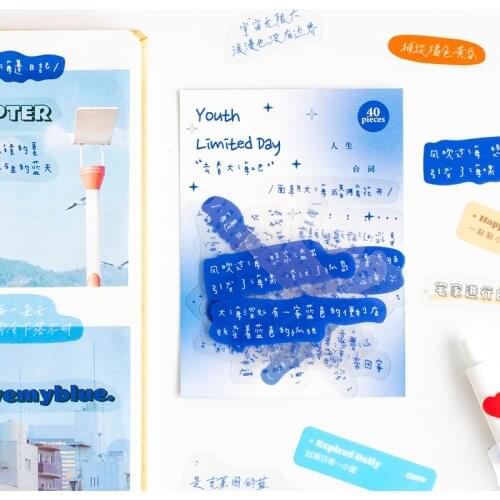 Yoofun 40pcs/pack PET waterproof Stickers Cool Phrases Labels Decoration Stickers for Scrapbooking Journals Cups Phone Decor