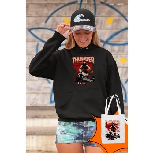Angemiel Wear Thunder Black Women Hooded Sweatshirt Bags Kombin